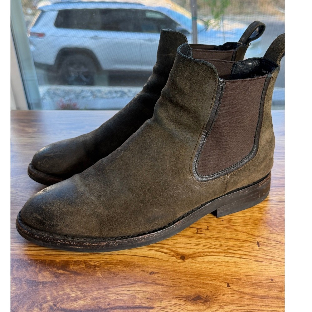 Thursday Boot Company Men's Suede Chelsea Olive Green Distressed Ankle Boots 8